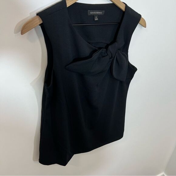 Banana Republic Black Front Tie Knot Top | Size M - Picture 2 of 7